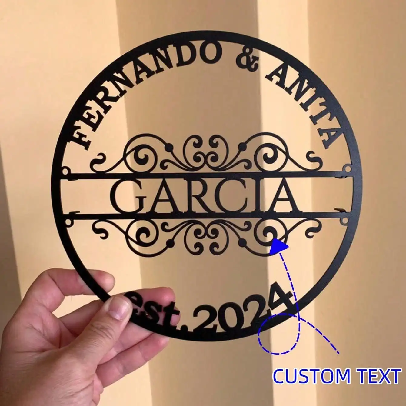 

Personalized Family Name Sign Metal Wall Art Custom Last Name Plaque Home Decor Filigree Gift