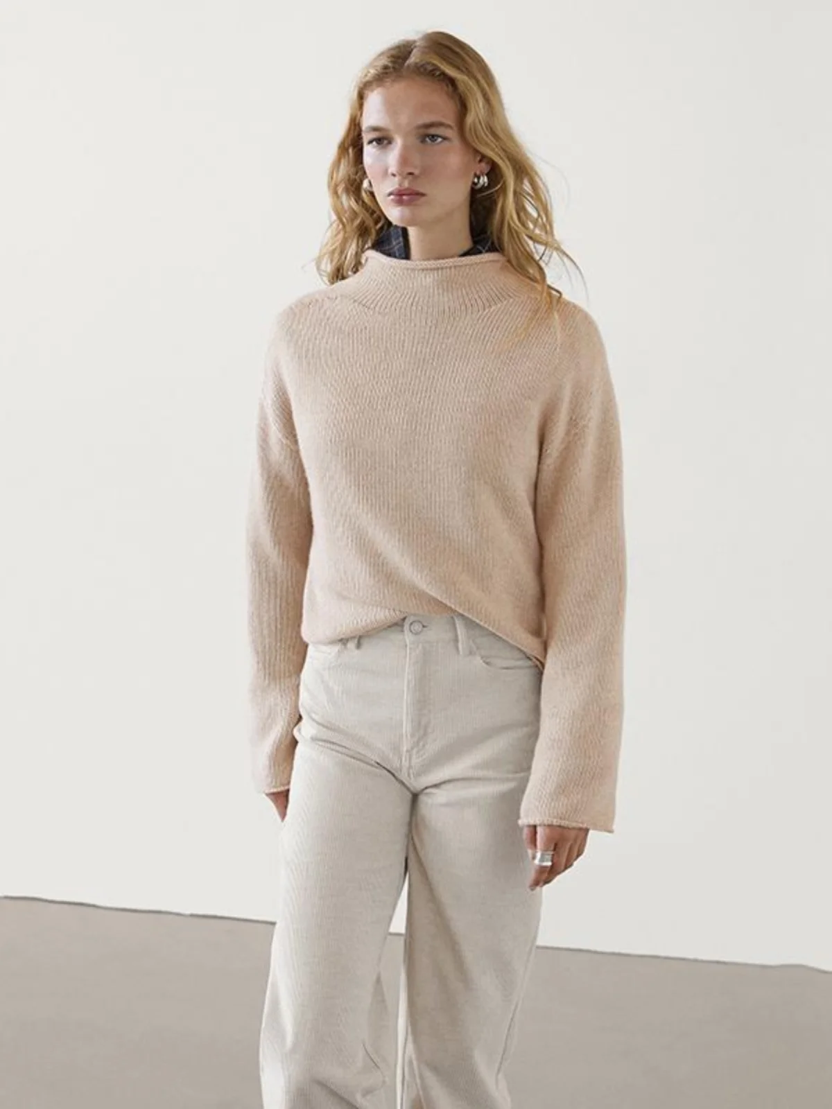 

MD Women's High Ne Knitwear ort Casual Sle Inner Wear New Autumn Winter Loose Fit Long Sve Color Commute Faion