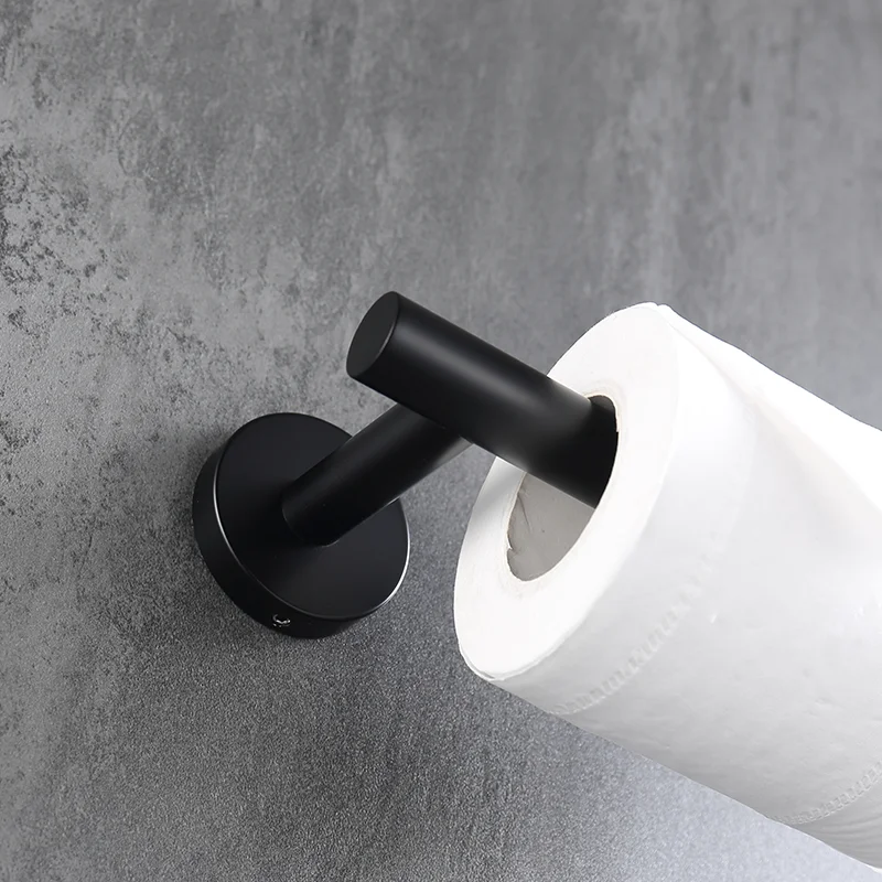 Matte Black Towel Bar Wall Mount Bathroom Accessories Set Toilet Paper Holder Hand Towel Coat Robe Hook Hanger Stainless Steel