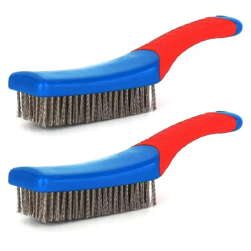 

Heavy Duty Stainless Steel Wire Brush with Comfortable Plastic Handle Perfect For Removing Rust Welding Slag Dirt And Paint Hot