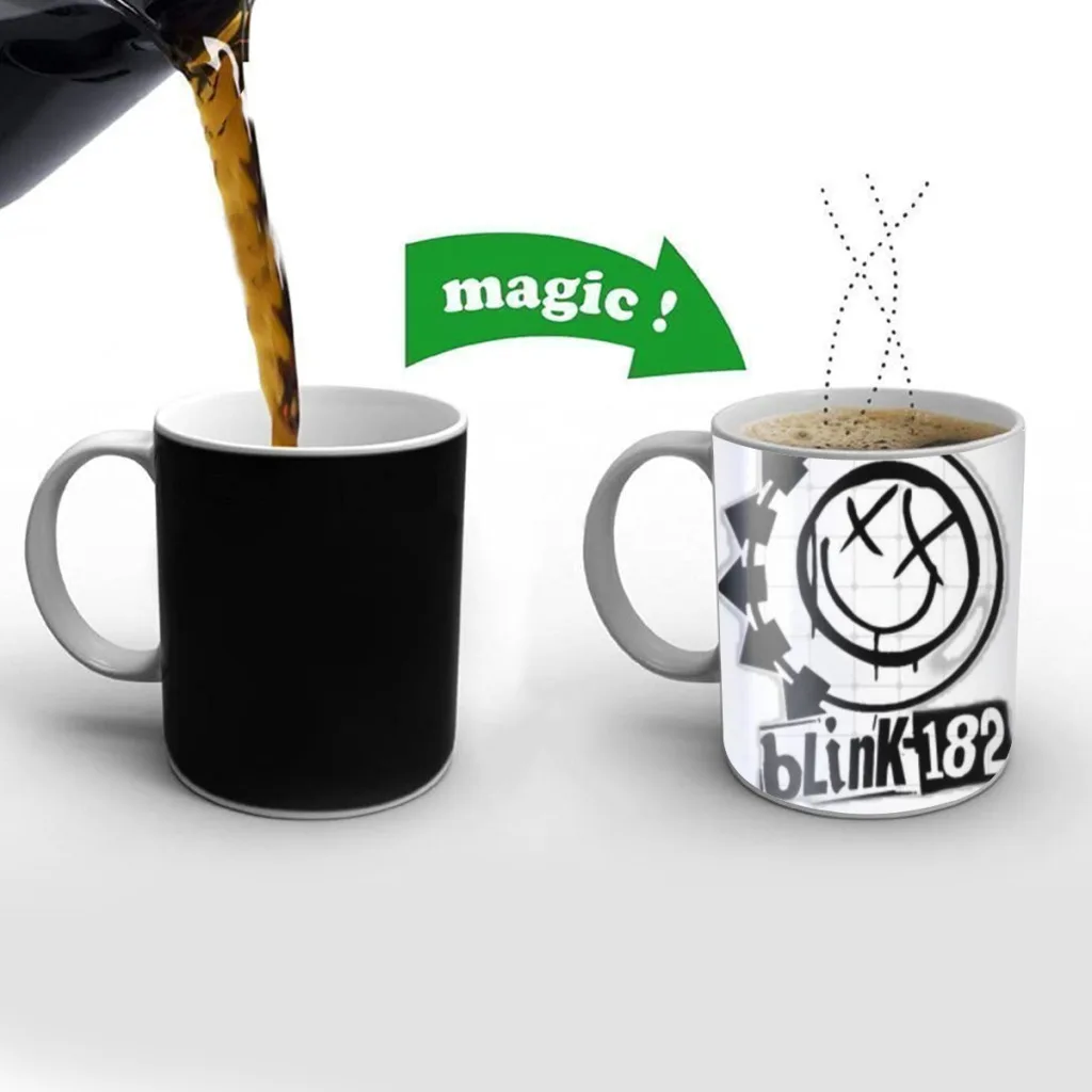 

B-BLINK-182 Hot Band New Creative Color Changing Mug Ceramic Coffee Milk Tea Cup Gifts Free shipping