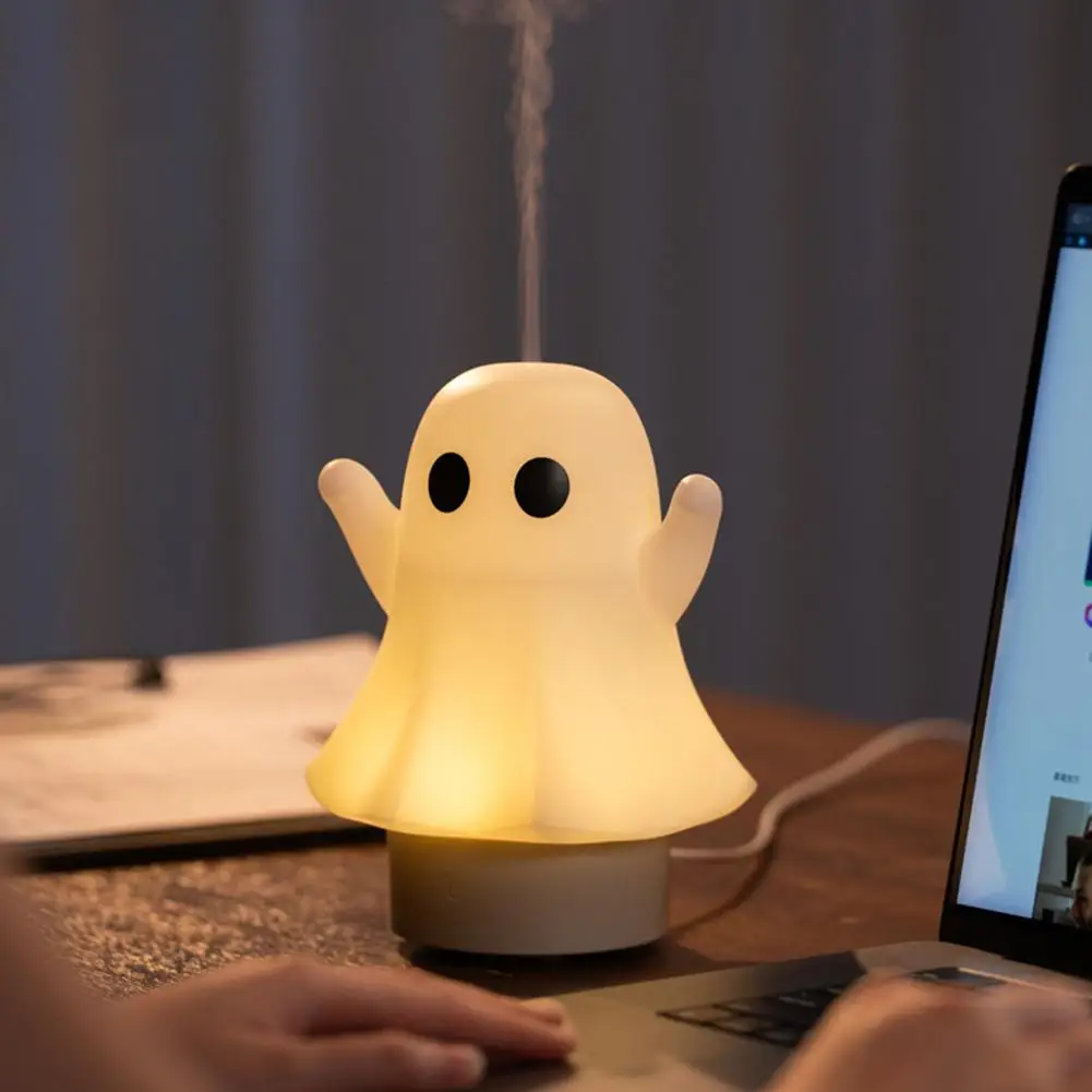 Diffusore di aromi USB silenzioso Mini diffusore di olio ad ultrasuoni a forma di fantasma con luce a 7 colori 3 in 1 umidificatore per aromaterapia luce notturna