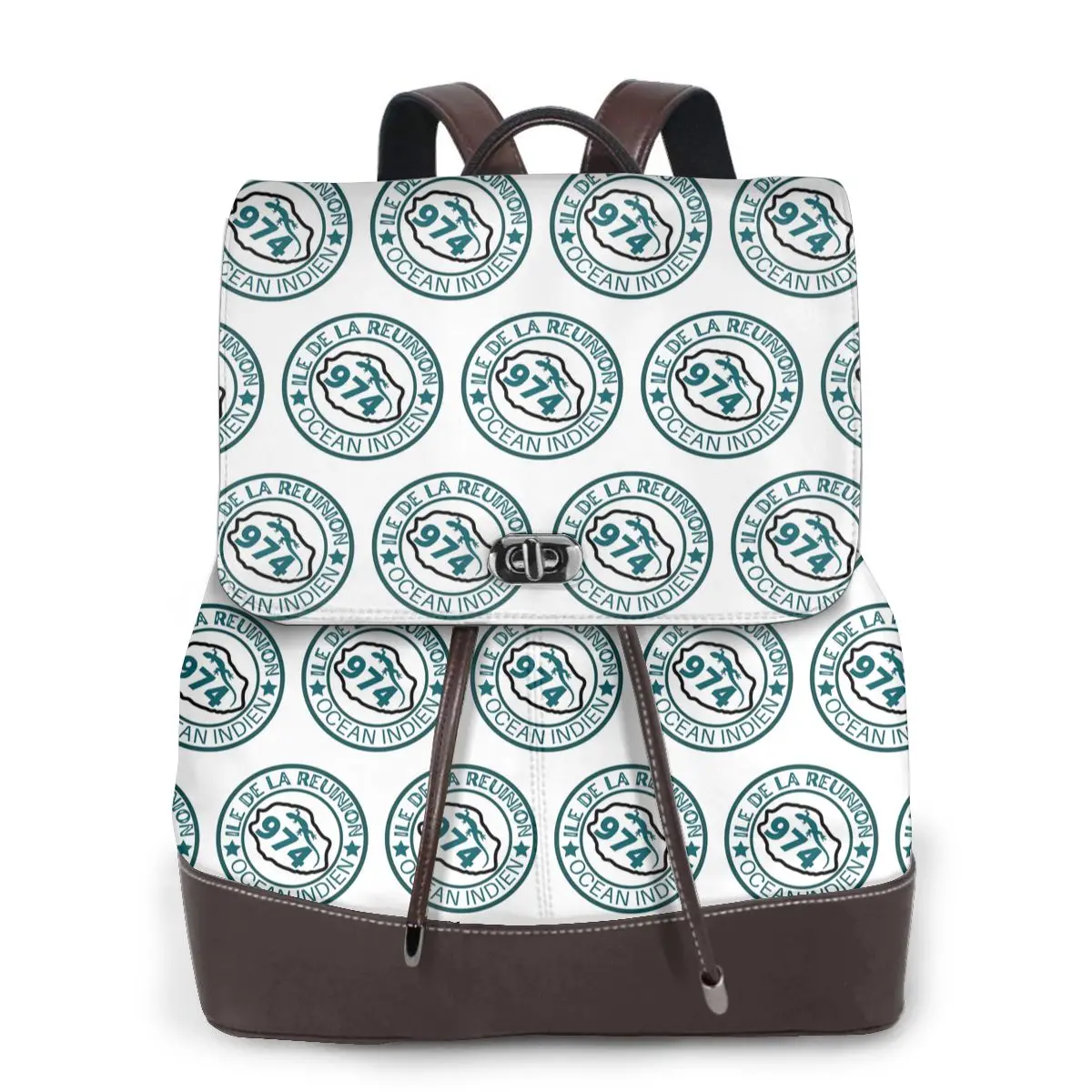974 Reunion Island Flag Bookbag School Student Bags Hiking Travel Daypack for Women Fashion Derma Backpack