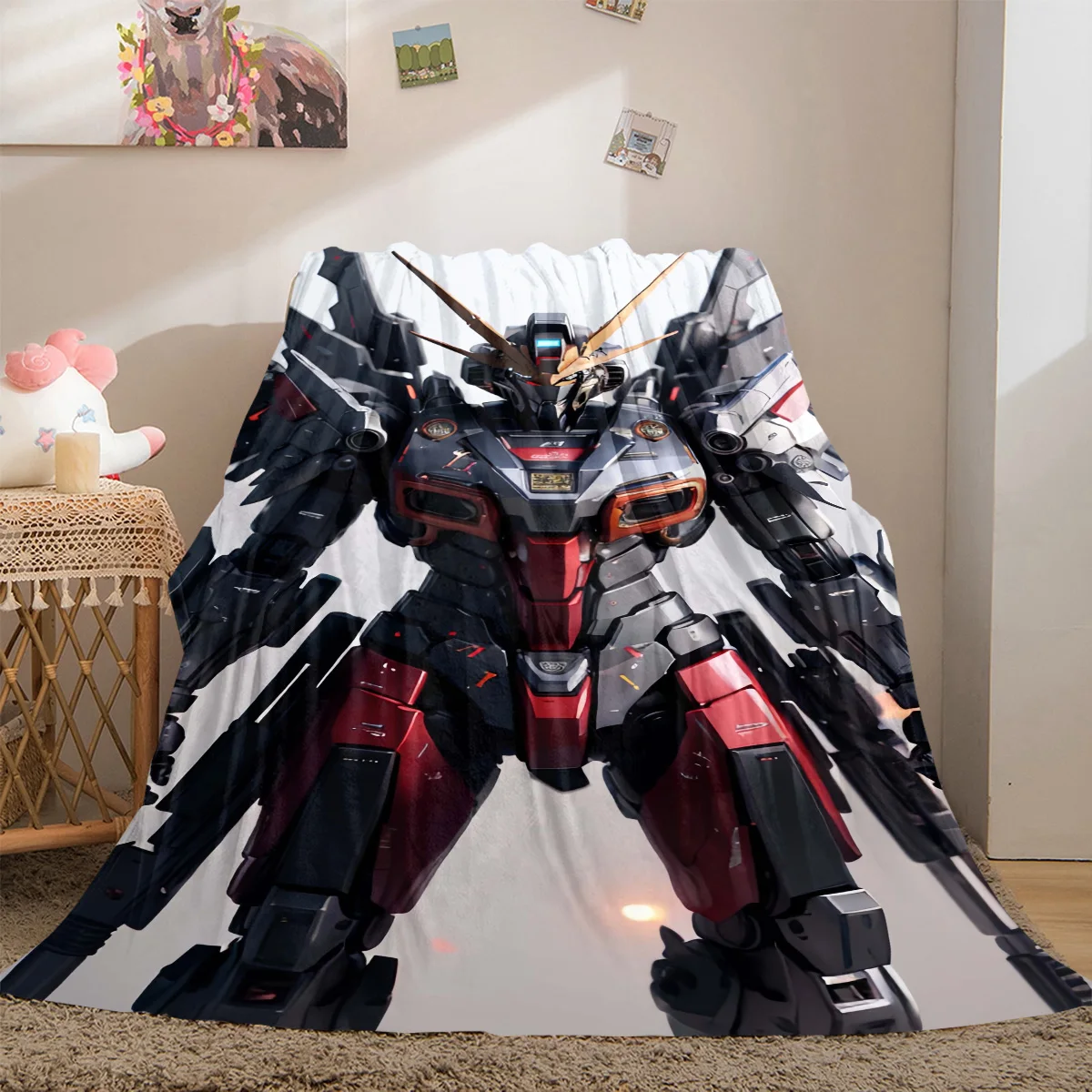 Gundam Robot Soft Flannel Blanket Lightweight Cozy Microfiber Blanket for Couch Bed LXR110
