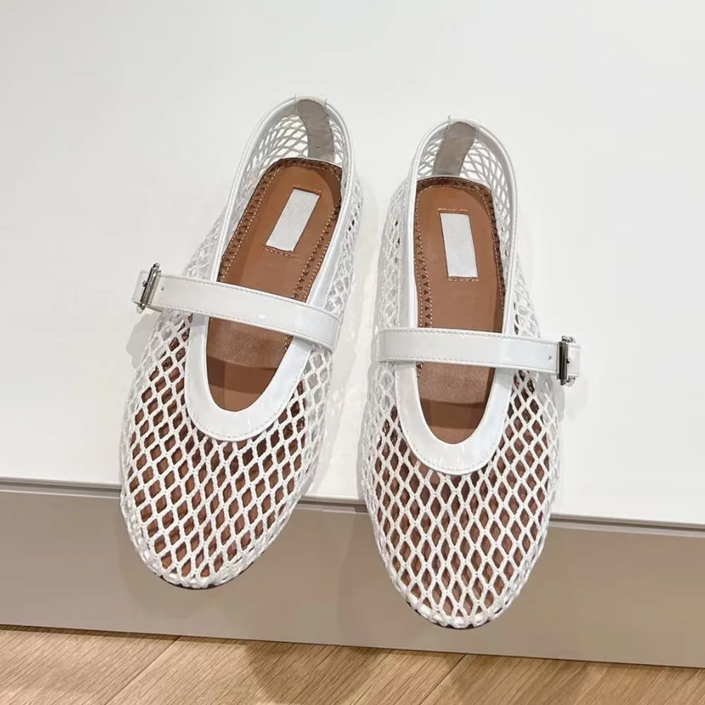 Sapatos femininos versão coreana sapatos de malha novo versátil casual sandálias planas respirável sapatos casuais para mulher 2025