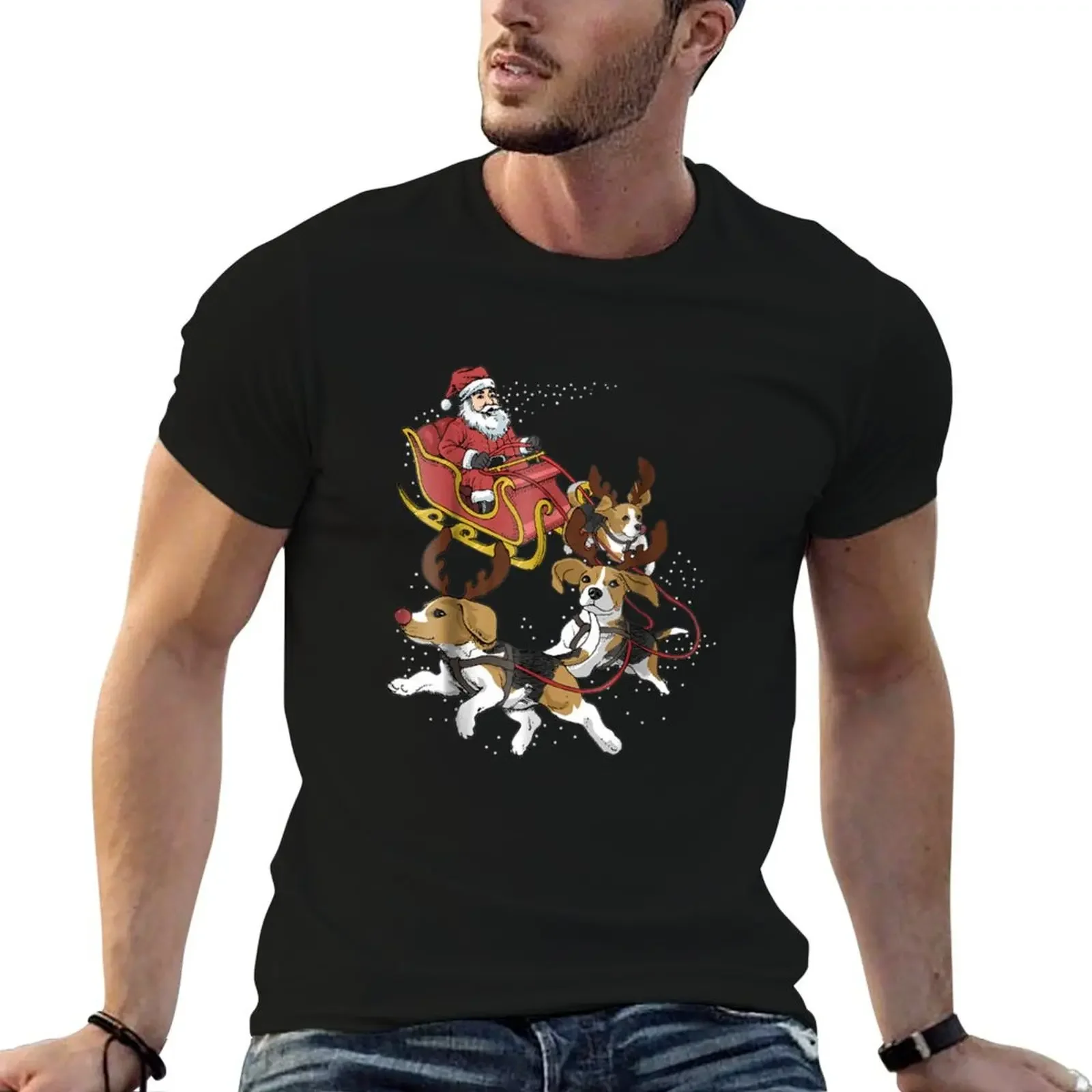 Funny Beagle Christmas Tee For Cute Dog Lovers T-Shirt plain blanks mens graphic t-shirts hip hop