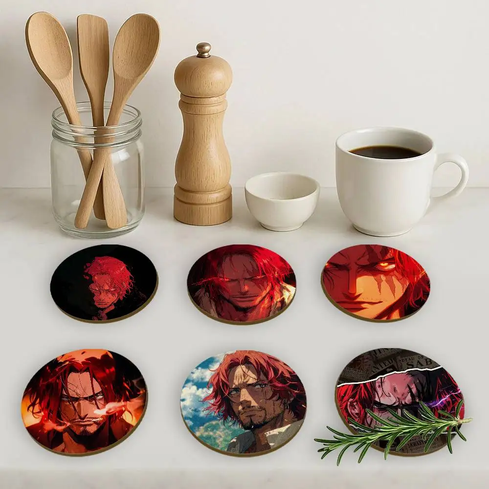 Handsome Pirates Anime Character 2D Wooden Coasters Heat Resistant Non-Slip Holiday Birthday Gift Durable