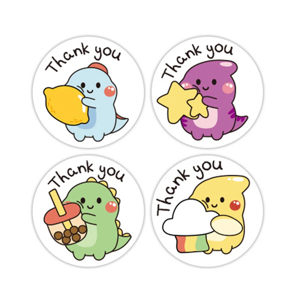 50-300pcs 1 Inch Thank You Stickers Cartoon Dinosaur Labels for Packaging Baking Labels Gifts Seal Decor Children\'s Stickers