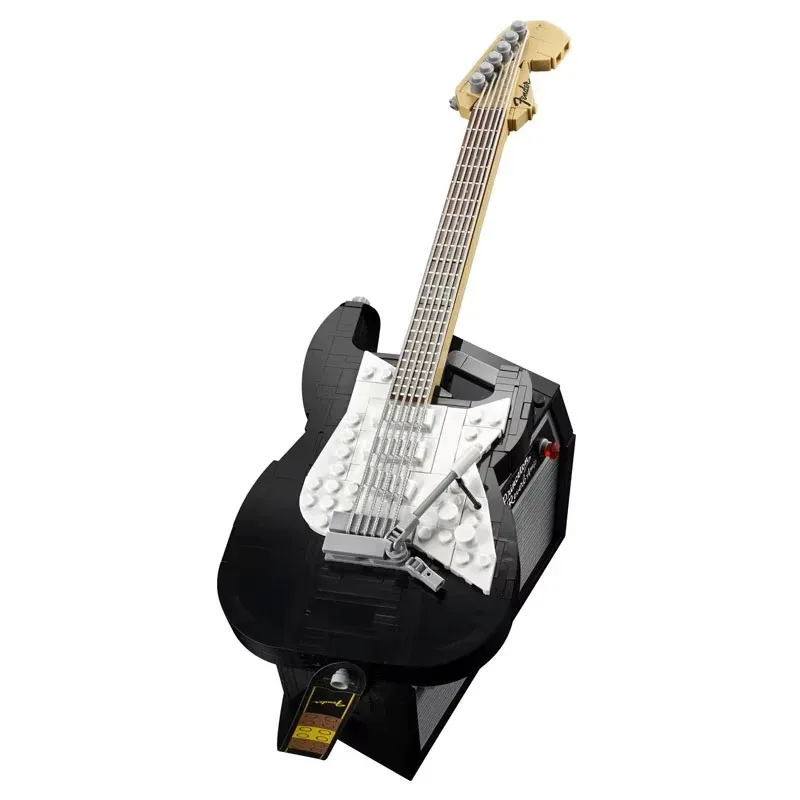 1074 pçs série criativa ornamento fender guitarra brinquedo modelo quebra-cabeça montagem blocos de construção para meninos e meninas presente aniversário 21329