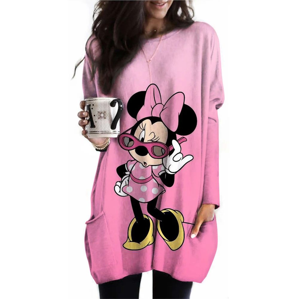 Fashion Women T Shirt Disney Mickey Mouse printT Shirt Casual Tops Long Sleeve Shirt Female Harajuku Streetwear Graphic Tshirt