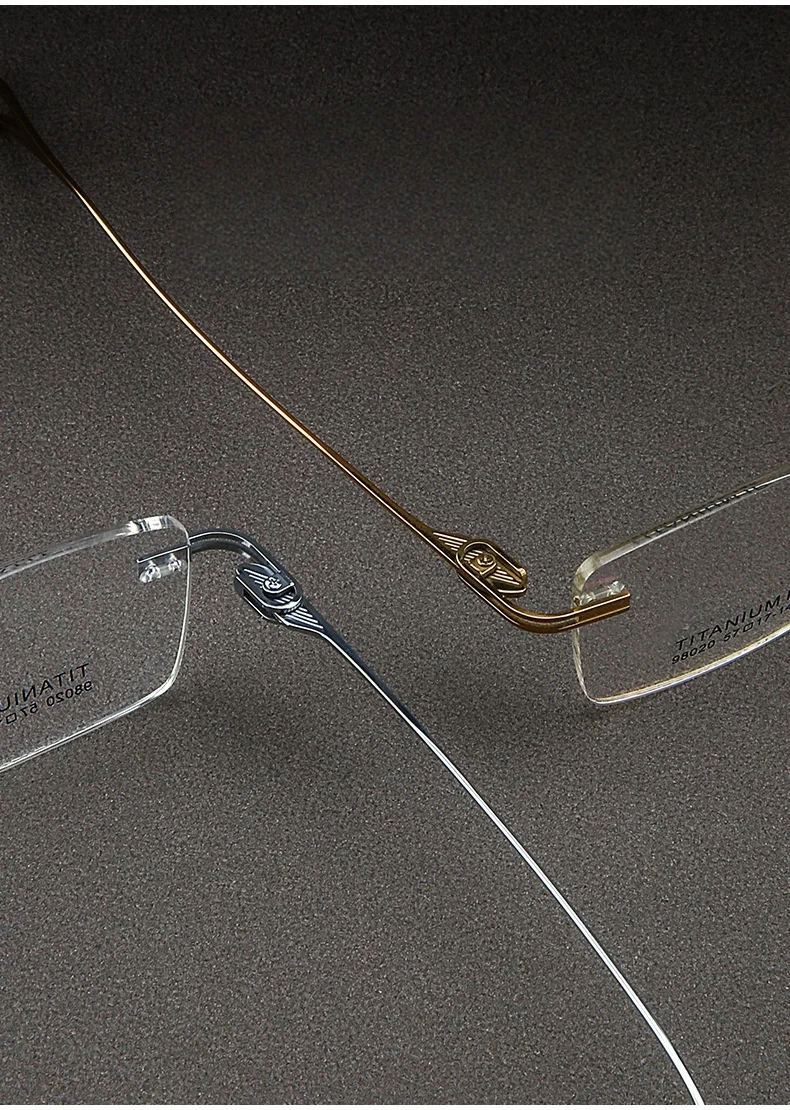JAEVAR Rahmenlose Brille aus reinem Titan, ultraleicht, für Geschäftsleute, quadratischer Rahmenrahmen, optischer Rezeptrahmen für Herren 98020 – Detail 4