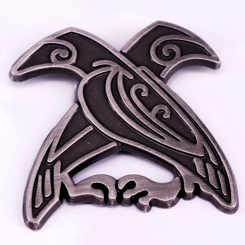 Antique Nordic Myth Raven Symbol Hard Enamel Metal Brooch Vintage Viking Crow Lapel Pin Unique Decor Present For Culture Fans