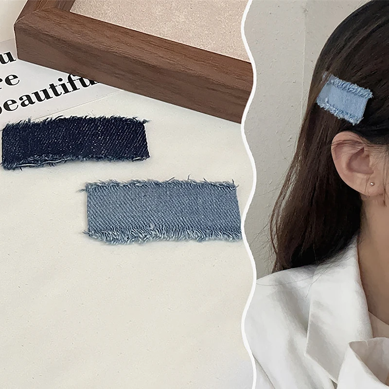 Vintage Denim Cloth Hair Clip Fashion Design Personality Barrettes Korean Style Simple BB Clips For Women Girls Hair Accessories