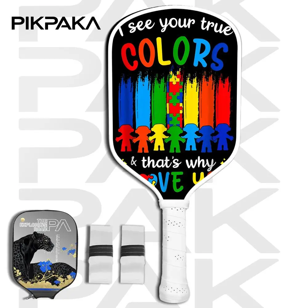 Головоломка с поддержкой аутизма Pickleball Paddle T700, цельный корпус из углеродного волокна, термоформованный сотовый сердечник 16 мм, сумкой и лентой для захвата