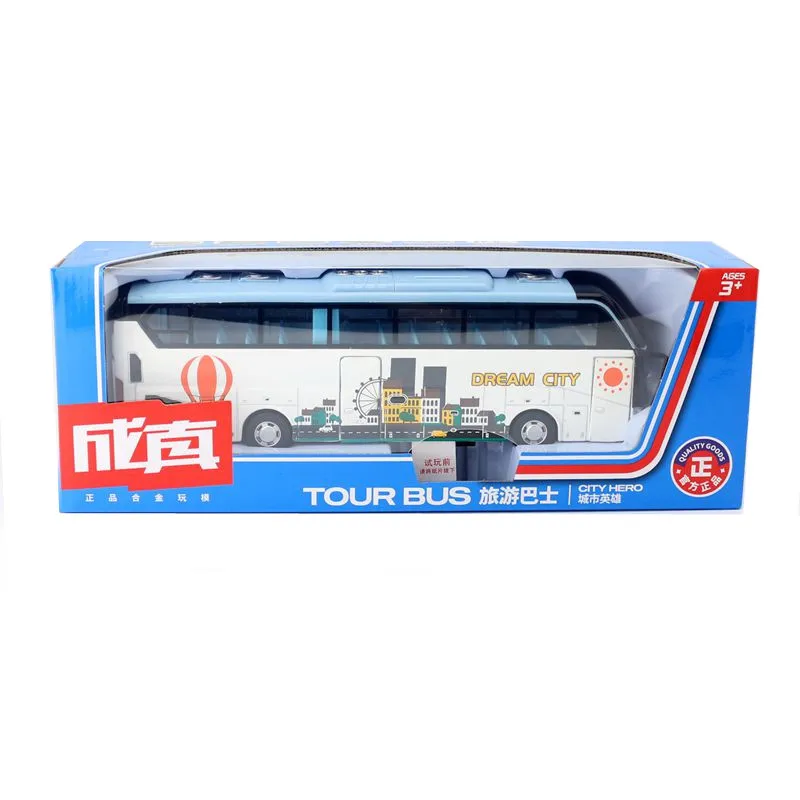 1: 50 alloy pull back tourist bus model,simulation of sound and light city bus toys,original packaging car toys,wholesale