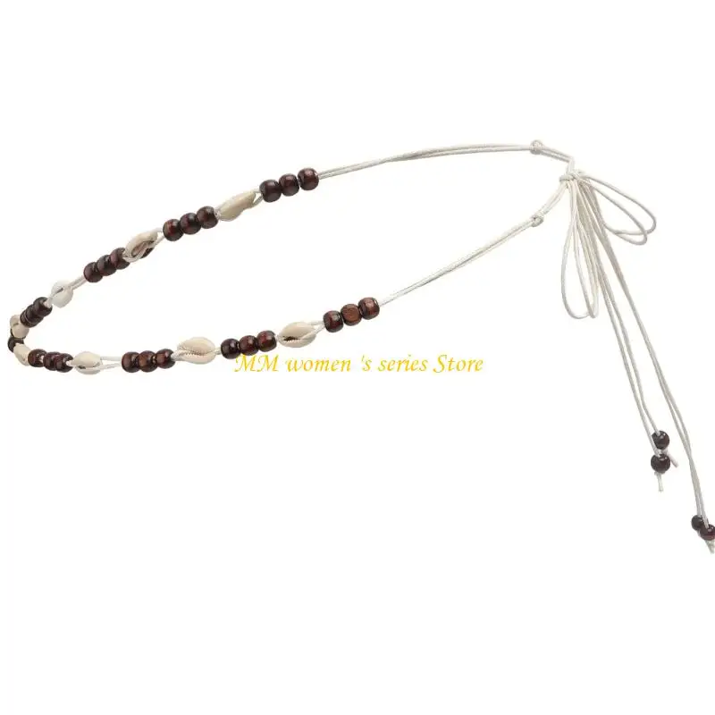 

Q39C Богемный регулируемый пояс ручной работы с деревянными бусинами для повседневной одежды и фестивалей