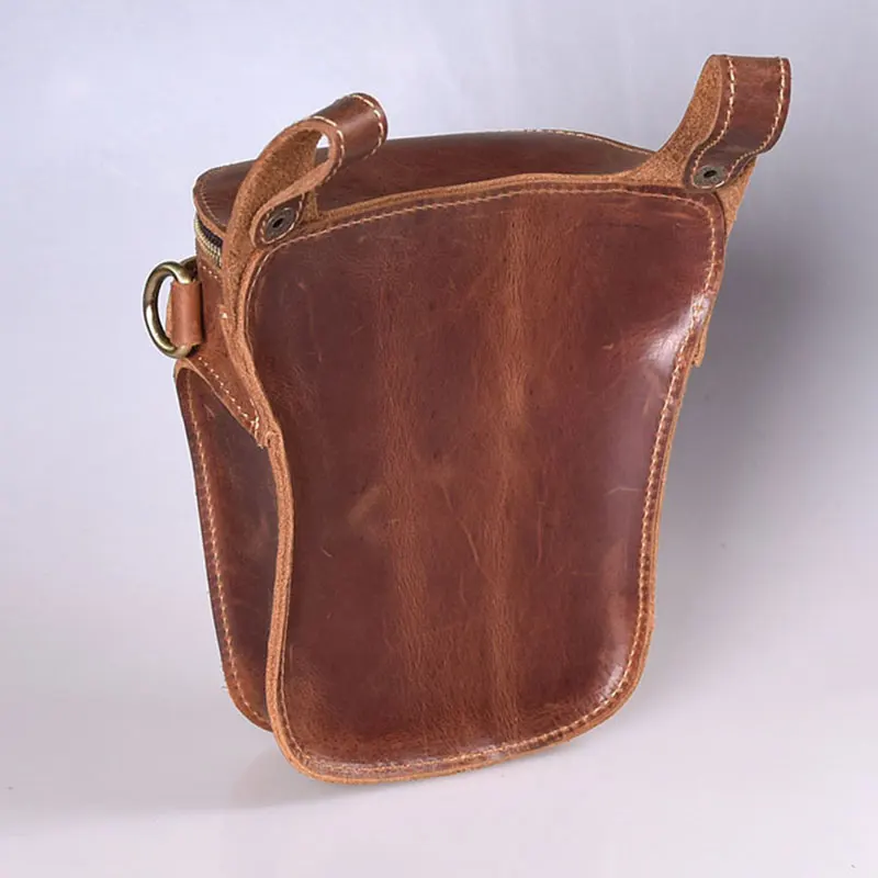 Bolsa de cintura de couro genuíno para homens, saco de cinto vintage alto, pacote de cintura de motocicleta masculina