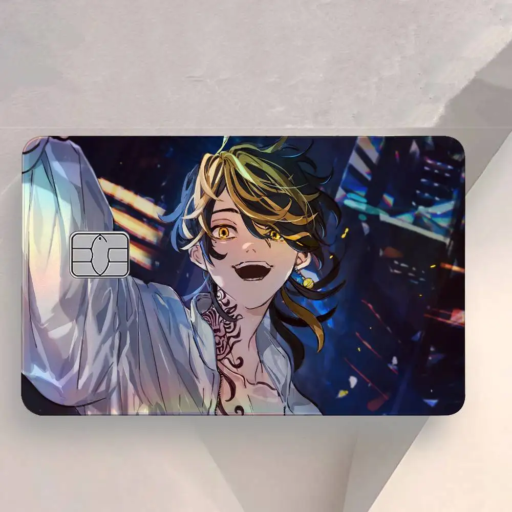 Anime Tokyo Revengers 4Pcs/Set Holographic Laser Credit Card Stickers Iridescent Waterproo Fits All Standard Bank Cards