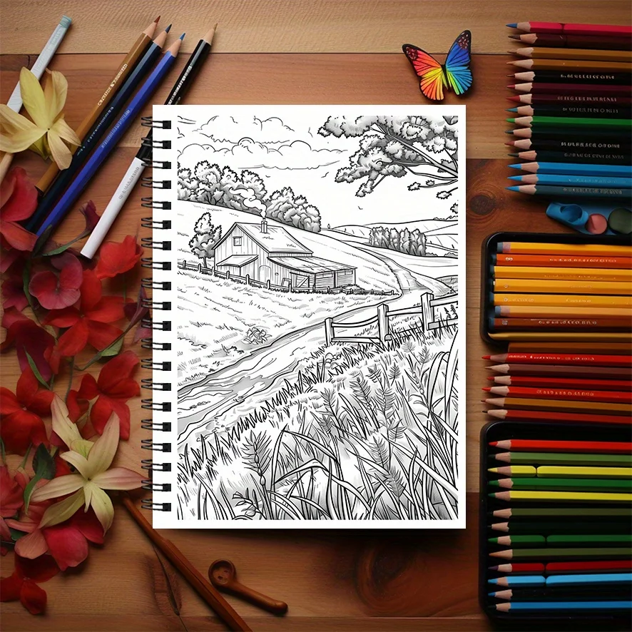 Paysages Coloring Book - 8.3×11.2 Inches, 22 Pages. Stunning Landscape Art for Relaxation. Peaceful Gift for Nature