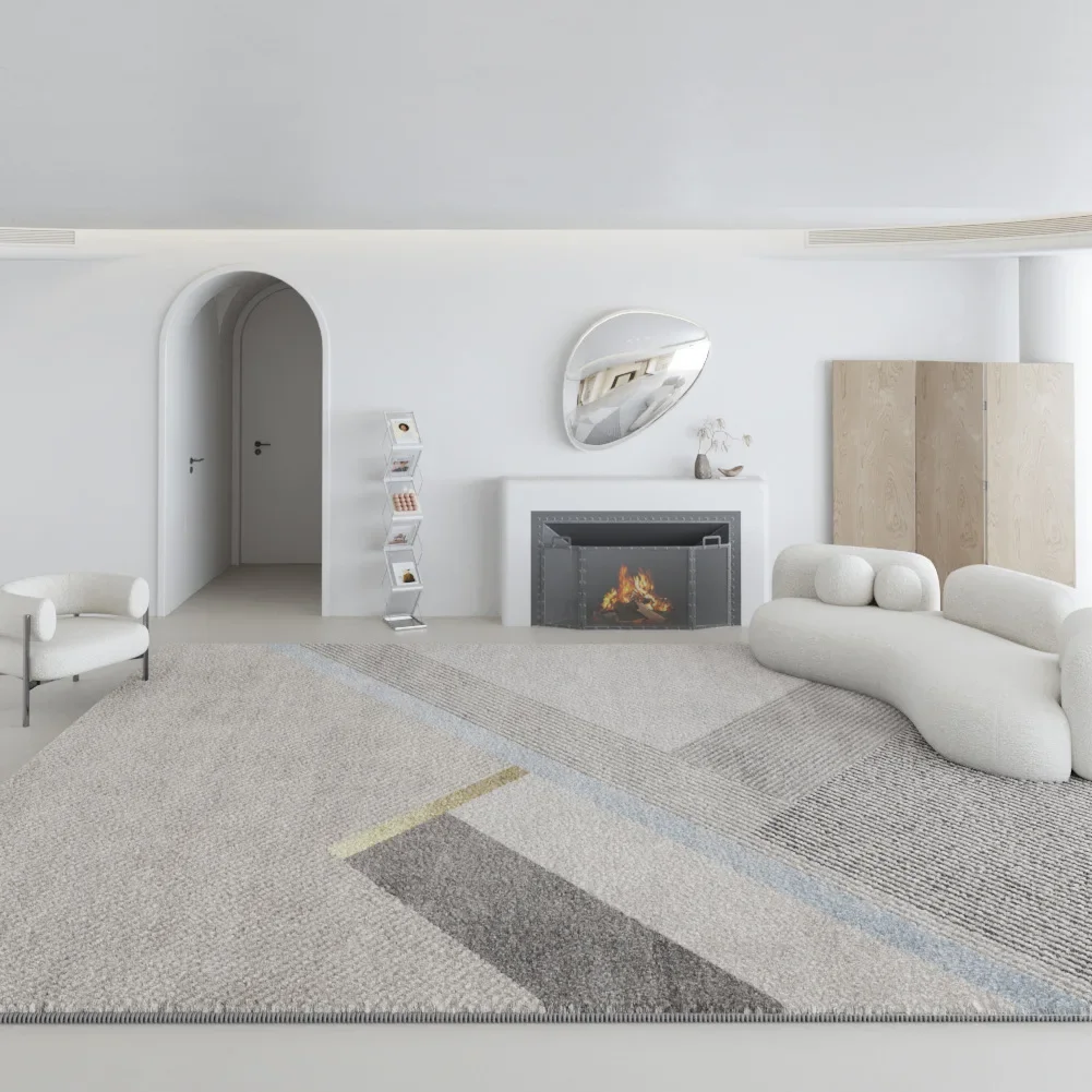 Nordic Style Living Room Decoration Geometric Rug Home Gray Plush Mat Modern Minimalist Rugs for Bedroom Thicken Washable Carpet