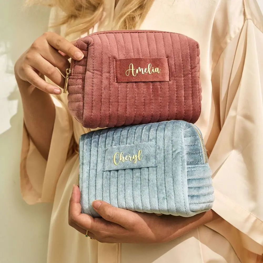 Portable Large Capacity Cosmetic Bag Multifunctional Velvet Makeup Bag Makeup Organizer Pouch Travel