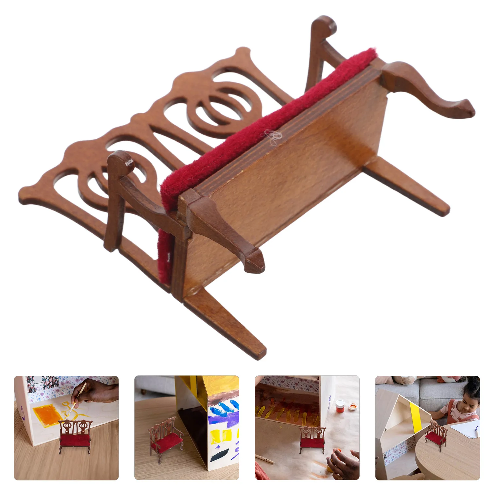 

Miniature 1:12 Vintage Chair European Design Sturdy Wood Look Living Room Setup for Tiny House Decoration Realistic Fine Crafted