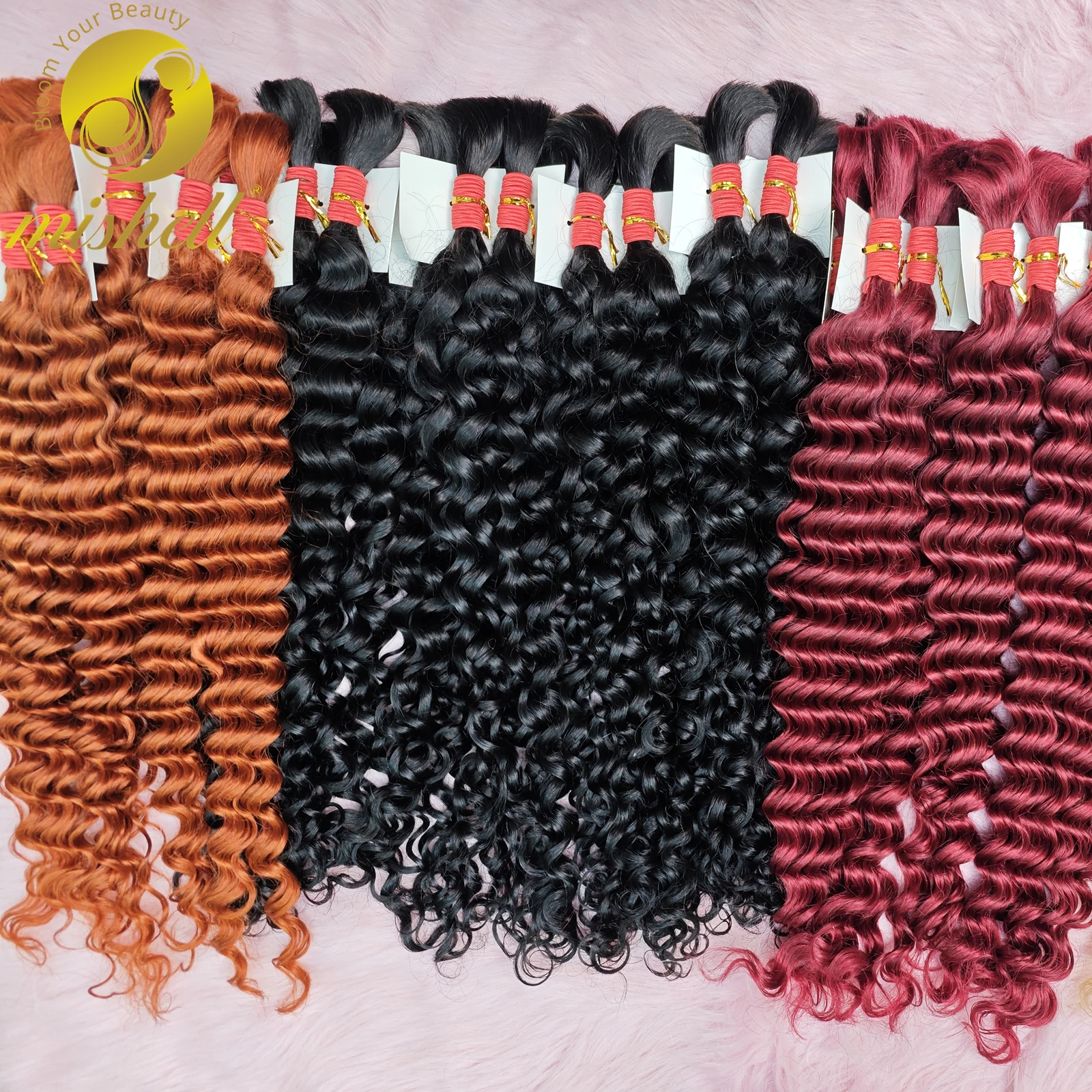 26 28inch Water Wave Braiding Human Hair Bulk No Weft Curly Braiding Hair Bulk Human Hair Extensions Full Ends for Boho Braids