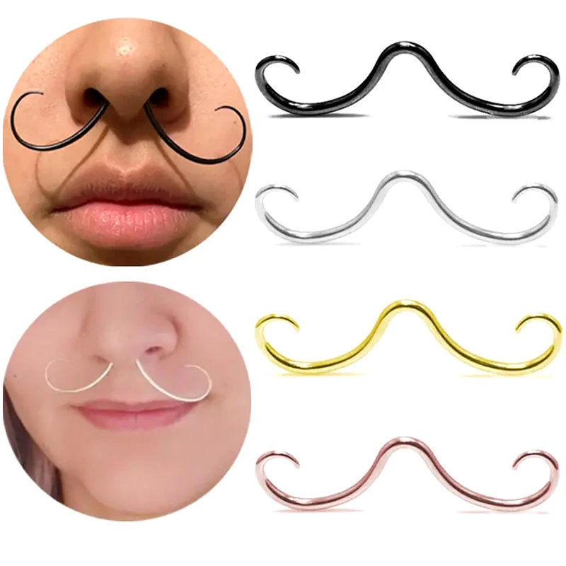 Creative Septum Mustache Nose Rings For Women Men Fashion Stainless Steel Nose Rings Hoops Septum Piercing Jewelry Gifts