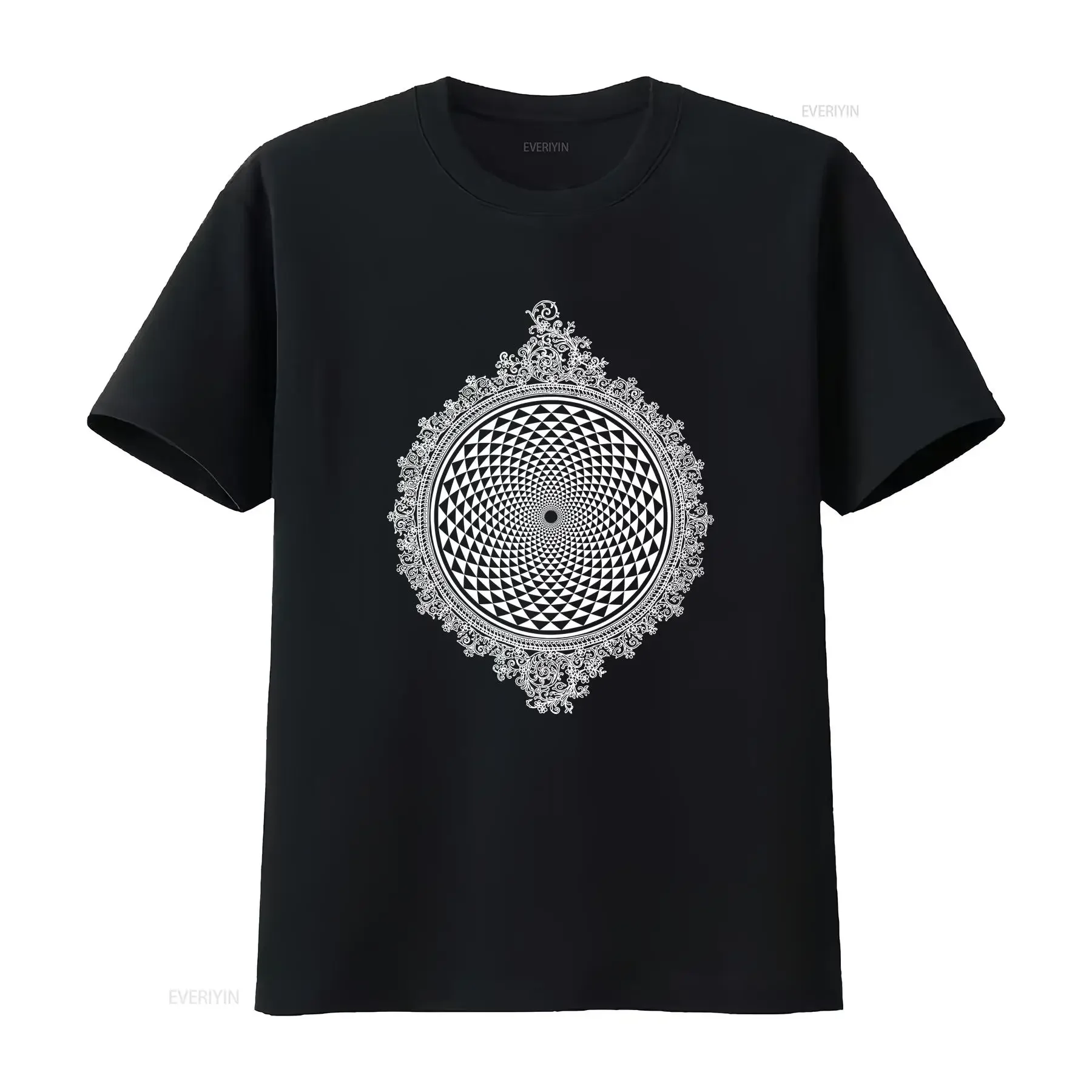MIRROR Mandala T Shirt Psychedelic Visions Screen Sacred Geometry Clothing vintage Washed Slightly Breathable streetwear