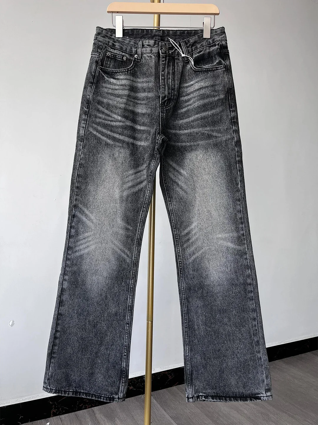 

Waed Bamboo Node Pattern Men's Jeans Straight American Vibe Knife Pants Slimming Wide Leg Casual Wear Resistant Loose Fit