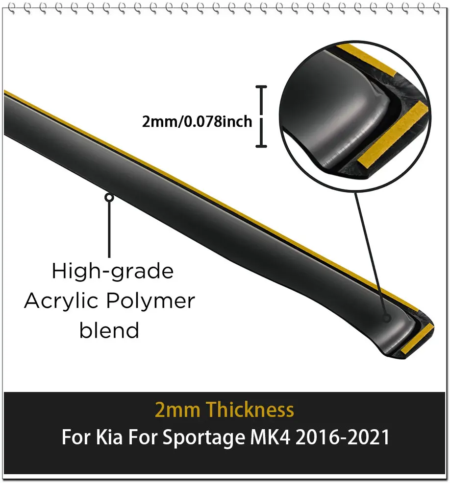 2018 2020 4pcs Wind Deflectors Tinted For Kia Sportage MK4 2016-2021 Side Window Deflectors Rain Visors