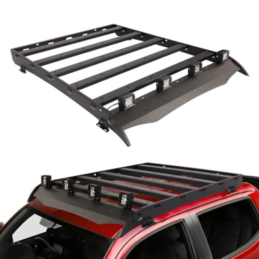 حامل أمتعة سلة البضائع رف السقف العلوي لـ 20052023 نماذج Tacoma 2nd Gen 3rd Gen Double Cab مع متكامل 4x18W LED L #1