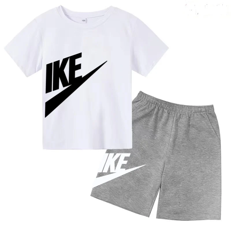 

Summer Kids Brand Coat Round Neck T-shirt+Shorts Two-piece set Clothing Fashion Boy Girl 3-12Yrs Sports Short-sleeved Casual Set