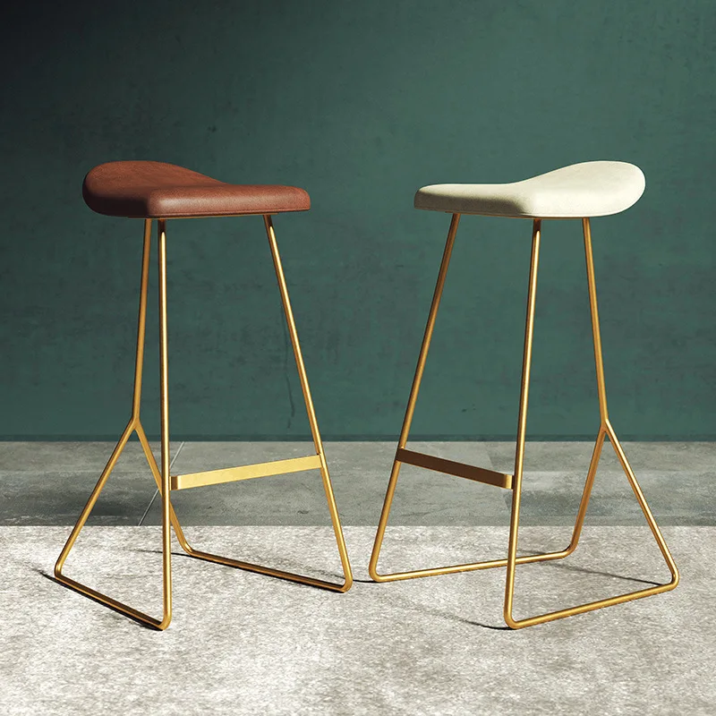 

Internet celebrity gold high chair fashion light luxury bar chair simple bar stool iron Nordic home bar chair