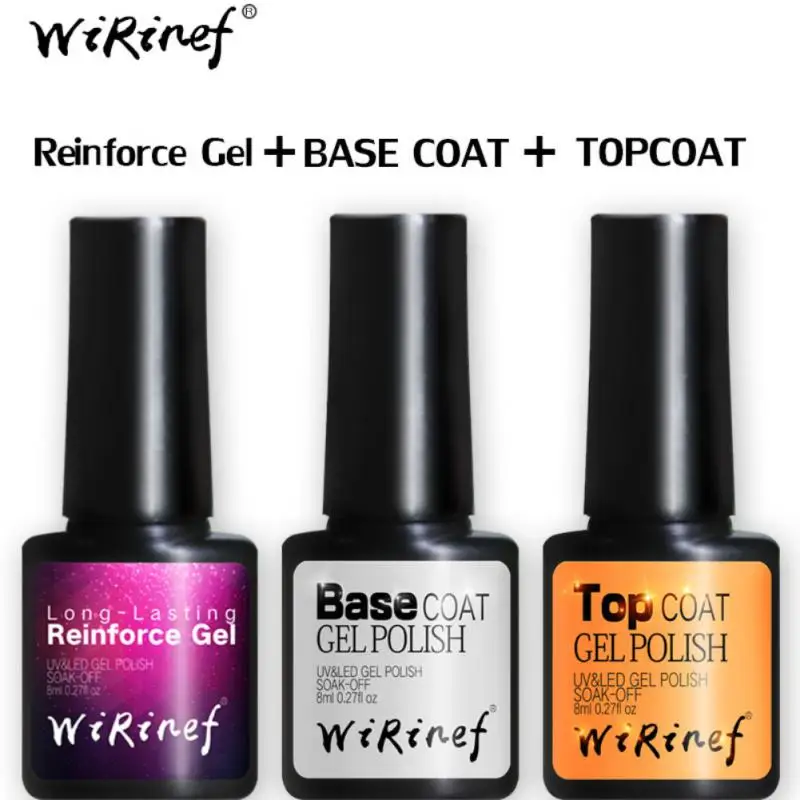 8ml Top Base Coat Gel Polish UV Shiny Sealer Soak Off Reinforce 7ml Long Lasting Nail Art Manicure Gel Lak Varnish Prime Gel