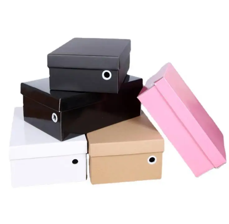 100 Pcs Blank Storage Shoe Box Holder Foldable Corrugated Paper Case For Packaging Shoes SN4256