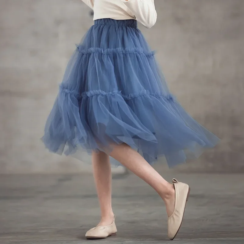 

Summer Kids Skrits Fashion Sweet Girls Dance Skirt Soft Mesh Children Ballet Pettiskirts Kids Clothing Black Blue Ivory Color