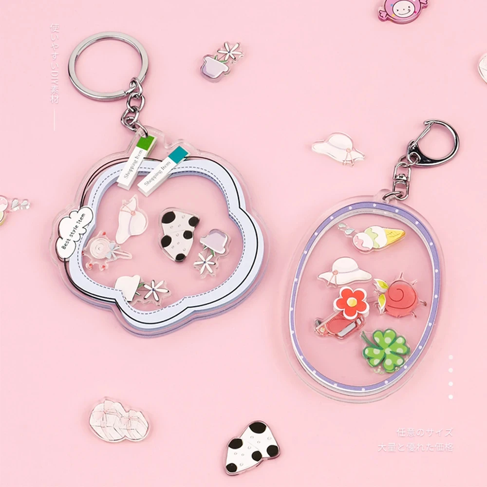 New Custom Shaker Keychain Anime Cartoon Logo Acrylic Key Chain Photo Customized Transparent Printing Design Game Keychains