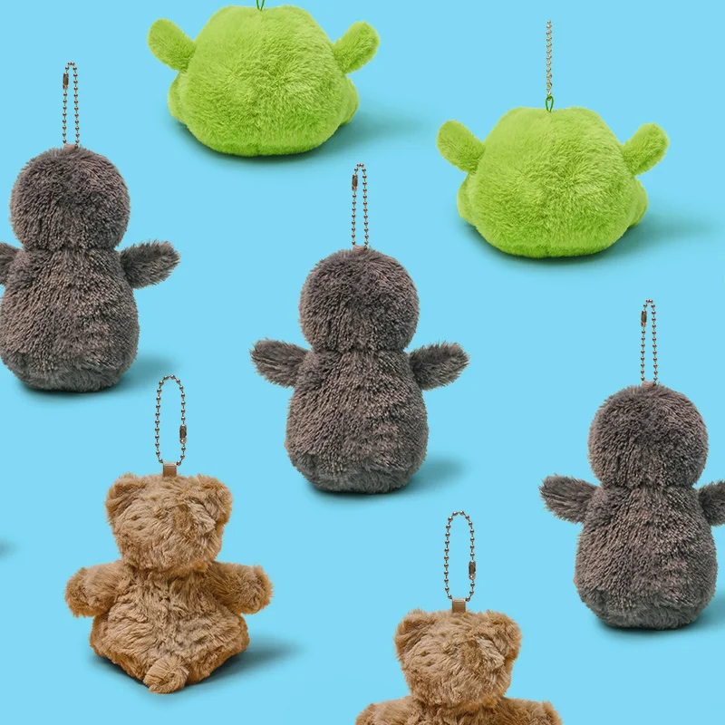 11cm Kawaii wysokiej jakości pingwin miś pluszowa zabawka wypchane zwierzę żaba lalka plecak klucz wisiorek prezent urodzinowy