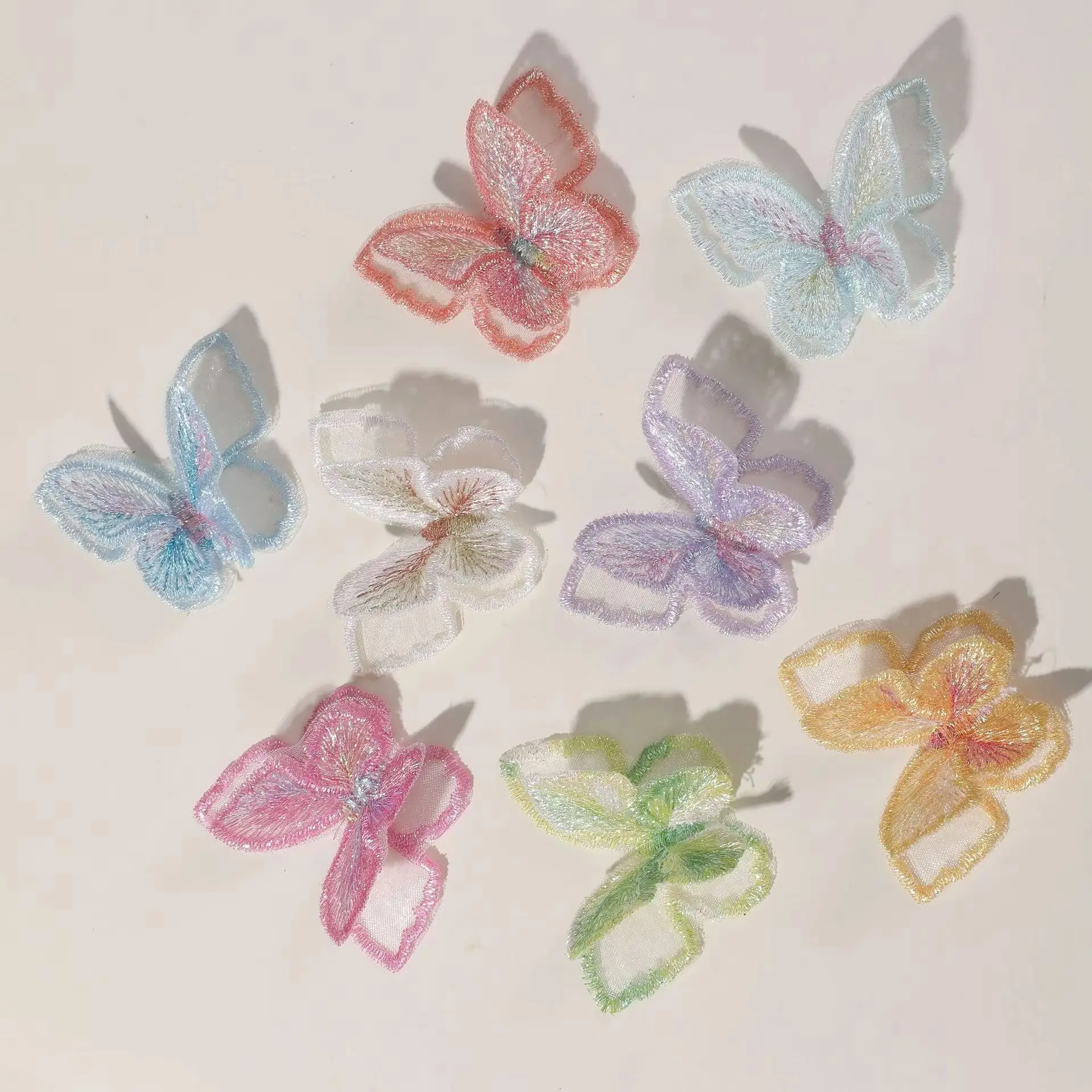 

100 шт. двухслойная вышивка с бабочкой, тканевые наклейки с вышивкой, вуаль невесты, аксессуары, пришить нашивку для одежды