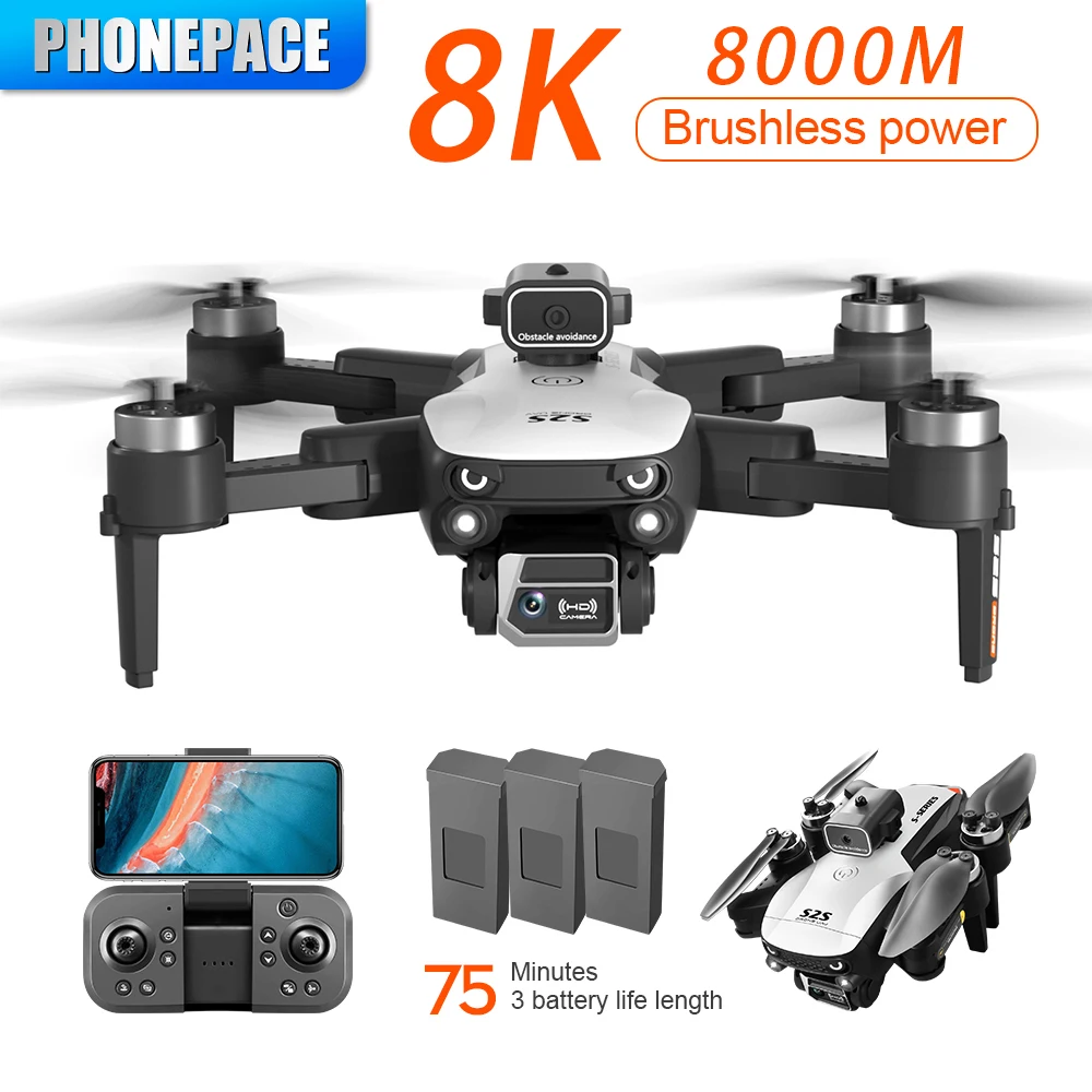 Drone professionnel S2S 8K 5G GPS HD, photographie aérienne, caméra pour touristes, omnidirectionnel, évitement d'obstacles sans balais, quadrirotor