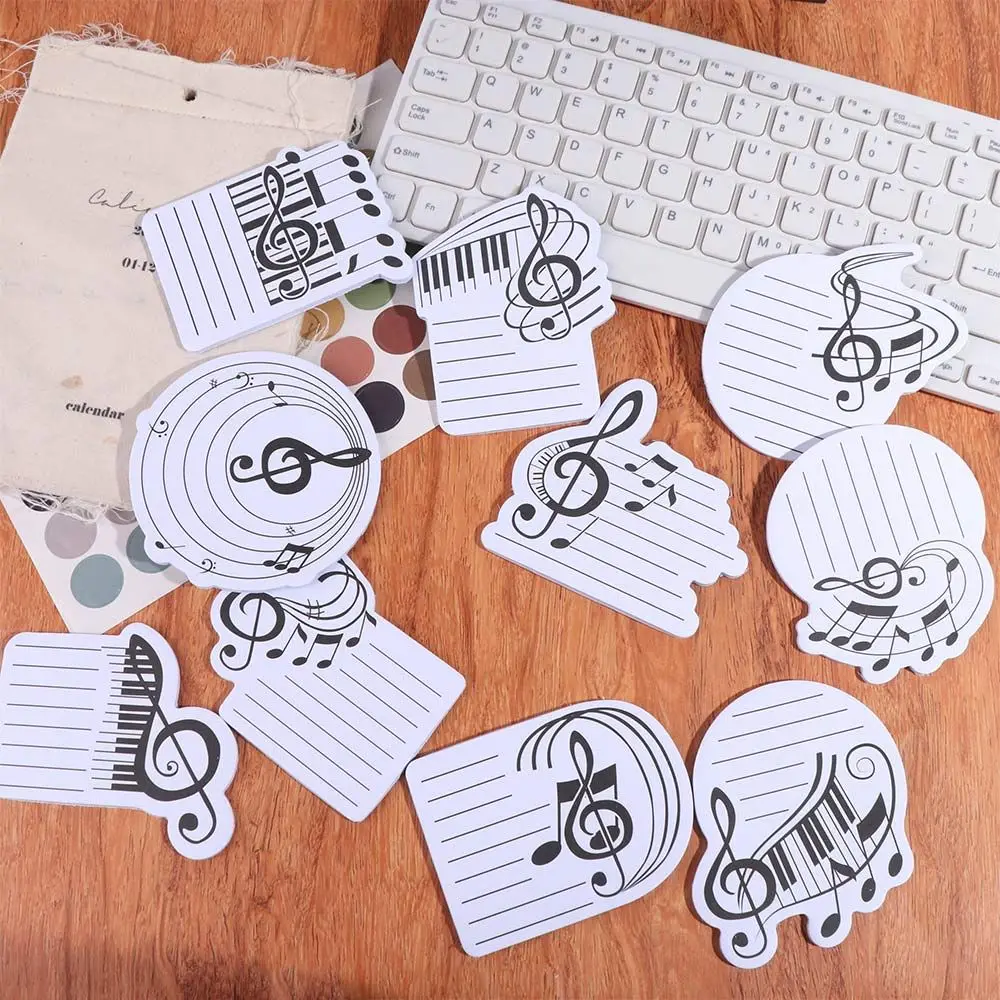 10Pcs/Set Self-adhesive Music Note Sticky Notes Various Music Shapes Smooth Writing Music-themed Notepads 30 Sheets/Book