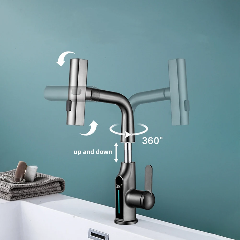 Выдвижной смеситель, подъемный смеситель для раковины, подъемный вверх и вниз, распылитель, смеситель для раковины с горячей и холодной водой, кран для мытья C
