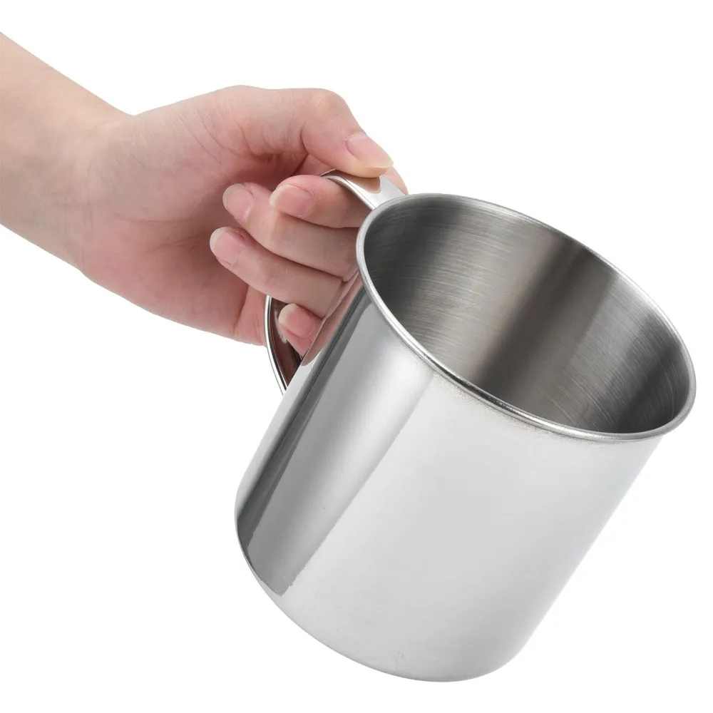 Rustless Steel Water Cup Cylindrical Overall With Sealed Lid Metal Tumbler Lightweight Polished Inner Wall Drinking Mug