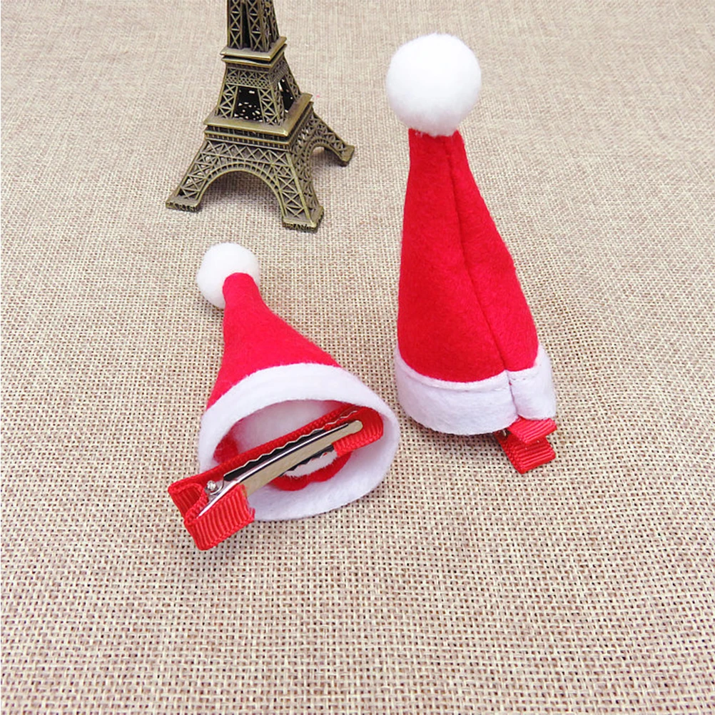 

2 Pairs Christmas Hat Hairpins for Kids Girls Durable Material Daily Use Holiday Gift Suitable All Hair Types Hair Accessories