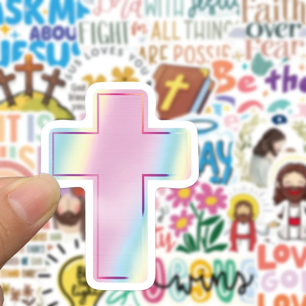 52PCS Jesus Christian Stickers Colorful Graffiti Decals For Laptop Luggage Skateboard Notebooks Fridge Cartoon Stickers Toy Gift