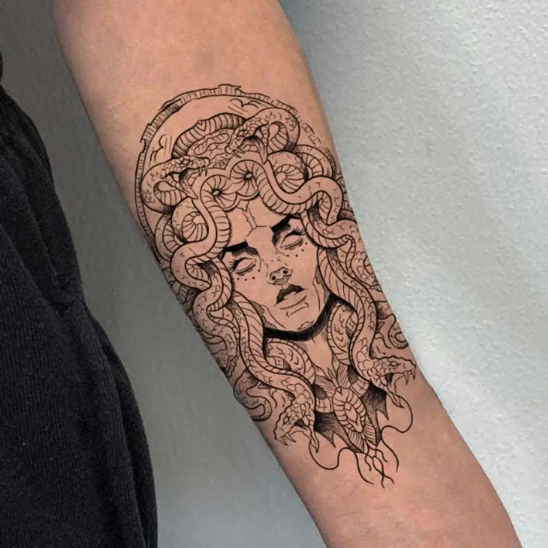 Medusa temporäre Tattoos für Frau Mann dauerhafte Kräuter saft Tattoo Oberschenkel Arm Kunst gefälschte Tattoo sexy wasserdichte Tattoo Aufkleber