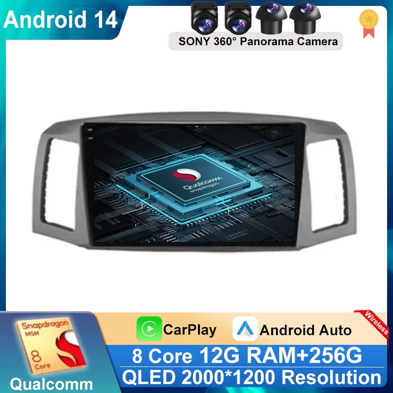 

Android 14 Carplay Auto For JEEP Grand Cherokee WK 2004 2005 2006 2007 Multimedia Car Radio Navigation Player Video WIFI+4G DSP