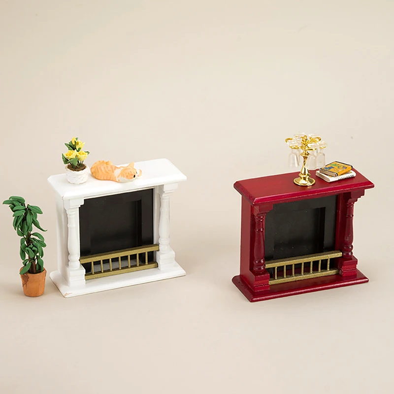 1/12 Dollhouse Miniature Fireplace Model Dollhouse Living Room Furniture Decoration Dolls House Accessories 10.7 x 4 x 9cm