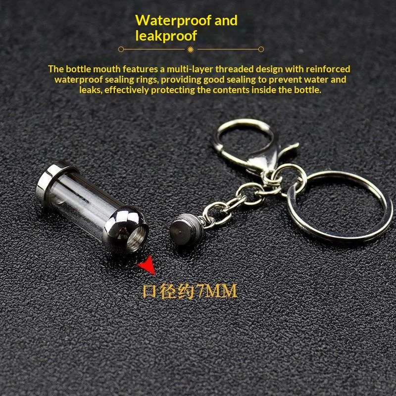 NEW Cylinder Glass Vial Keychain Clear Glass For Ash Sand Lucky Charm Keyring Openable Screw Cap DIY Wishing Bottle Pendant